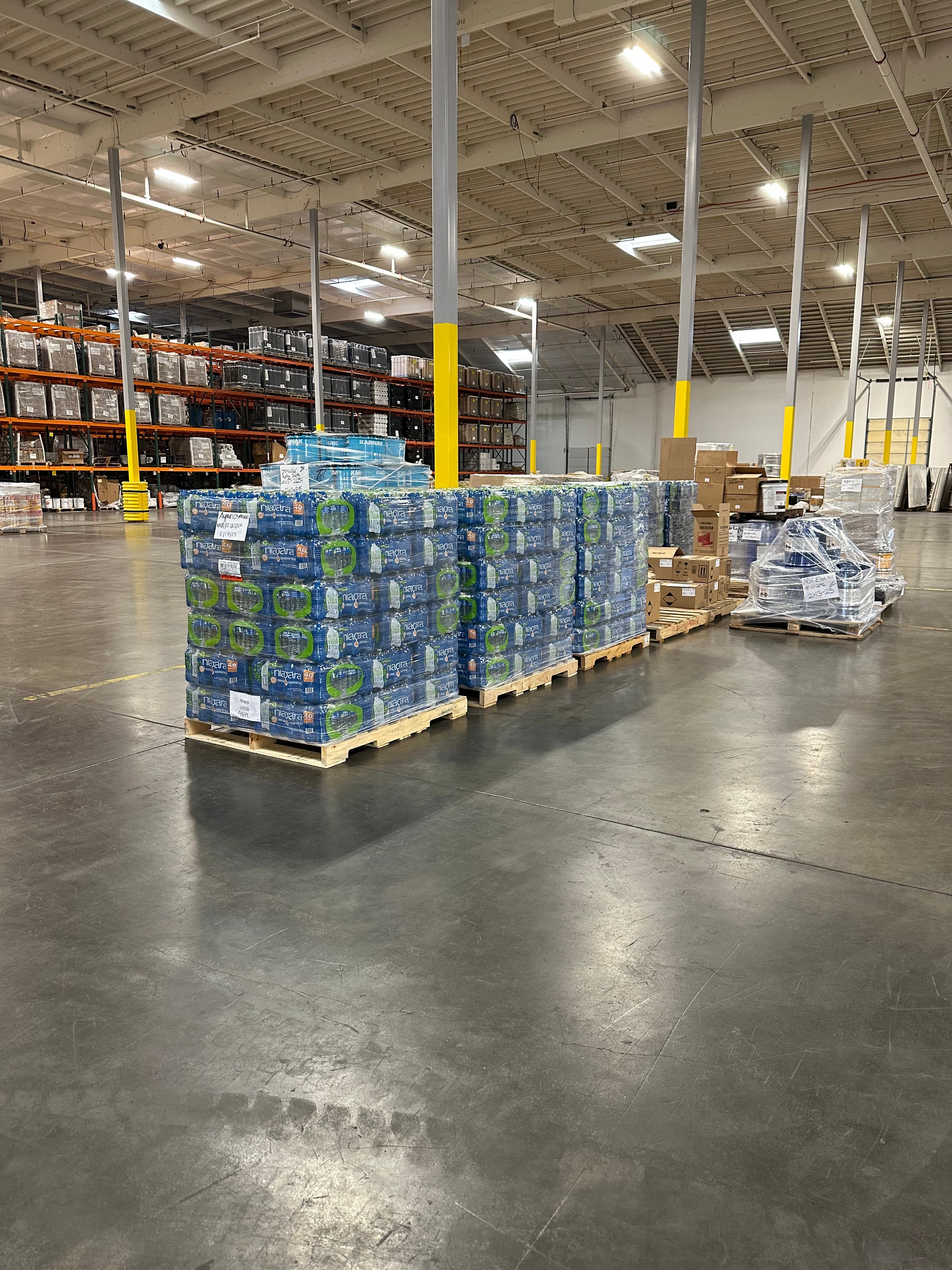 water cases at a facility